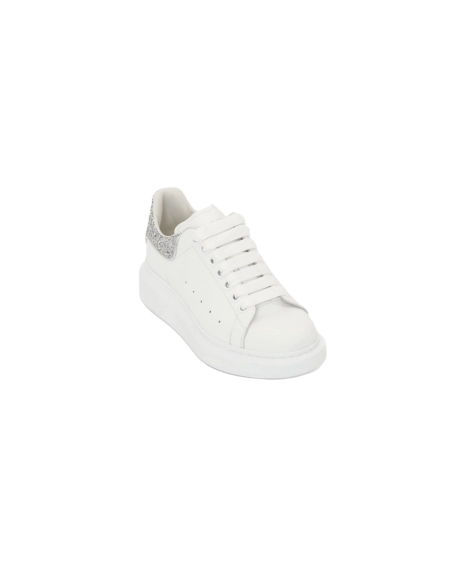 Alexander McQueen Oversized Sneaker White Silver Glitter 558945WHTQI9413