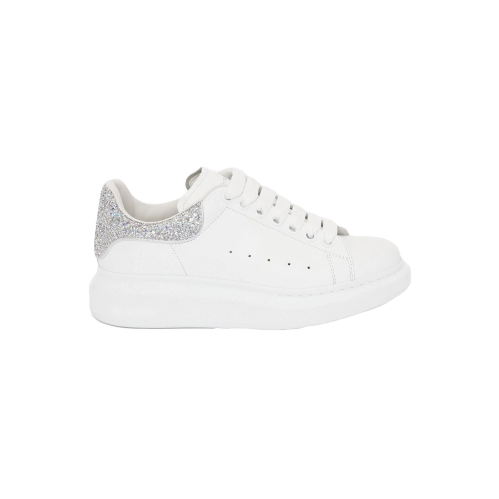 Alexander McQueen Oversized Sneaker White Silver Glitter 558945WHTQI9413