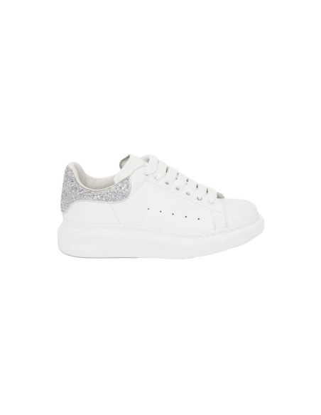 Alexander McQueen Oversized Sneaker White Silver Glitter 558945WHTQI9413