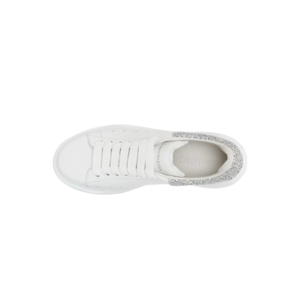 Alexander McQueen Oversized Sneaker White Silver Glitter 558945WHTQI9413
