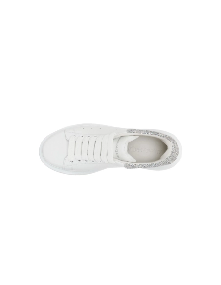 Alexander McQueen Oversized Sneaker White Silver Glitter 558945WHTQI9413