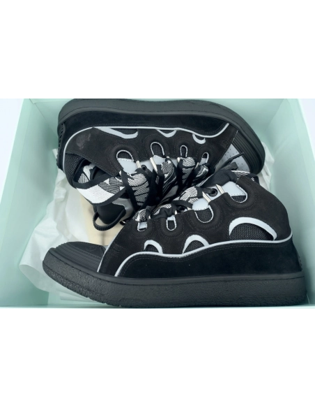 Lanvin Leather Curb Sneaker Black Grey