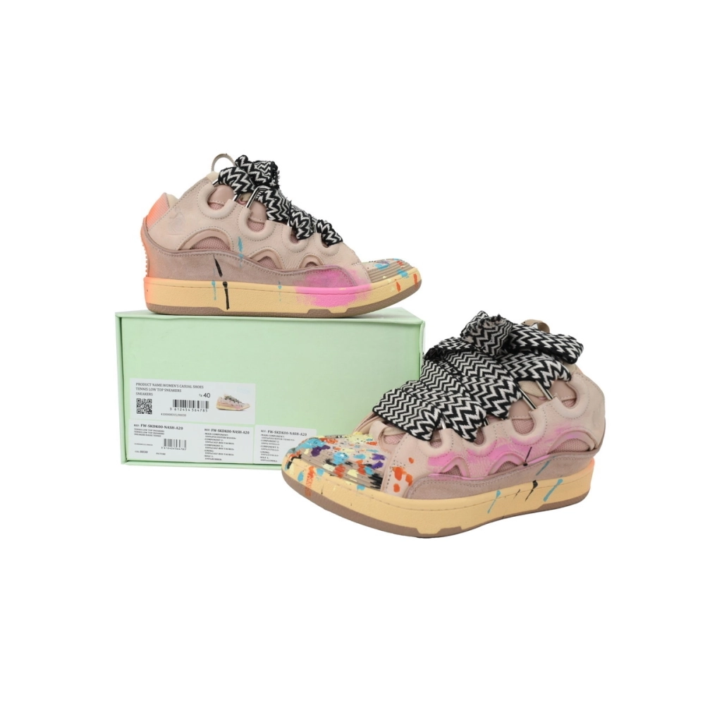 Lanvin Leather Curb x Gallery Dept Sneakers Paint Drip Pale Pink