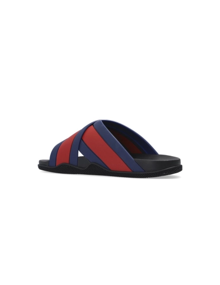 Gucci Web Slide Black Rubber Blue and Red 630326 J8700 8497