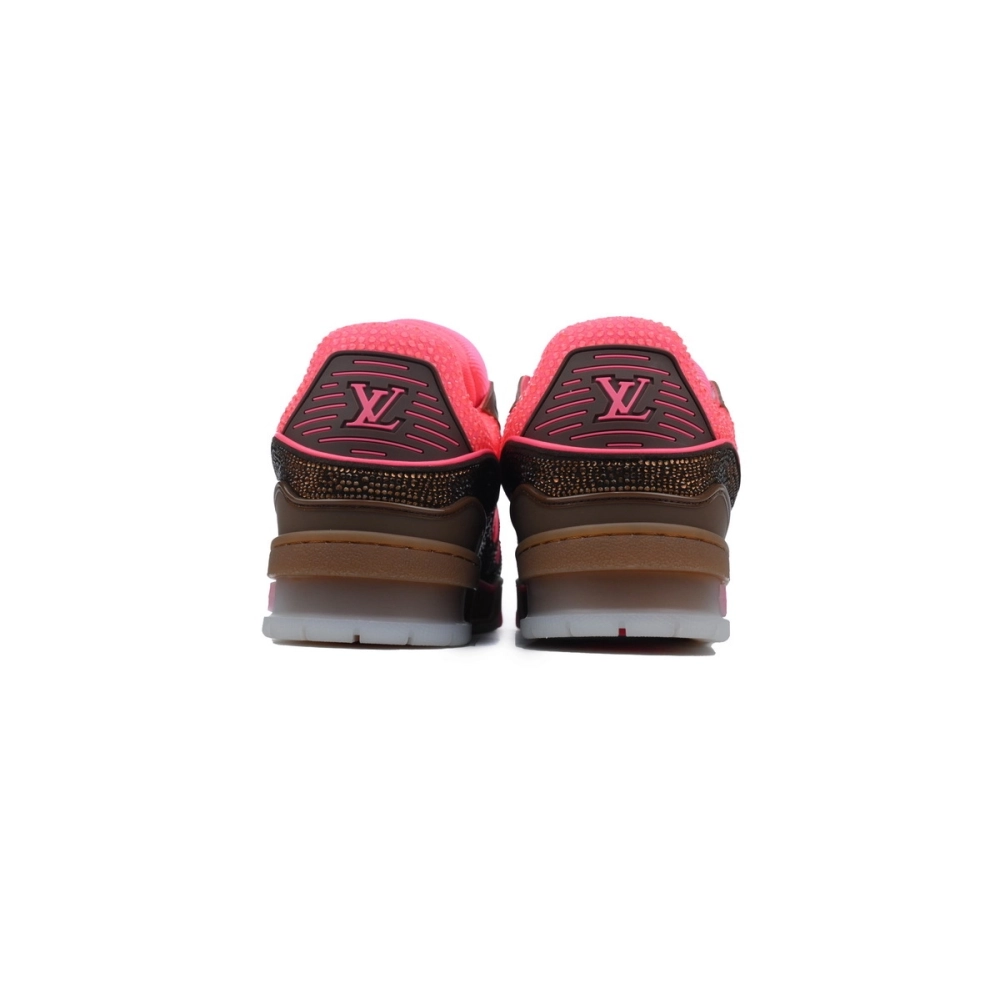 Louis Vuitton Trainer Pink Brown Rhinestone
