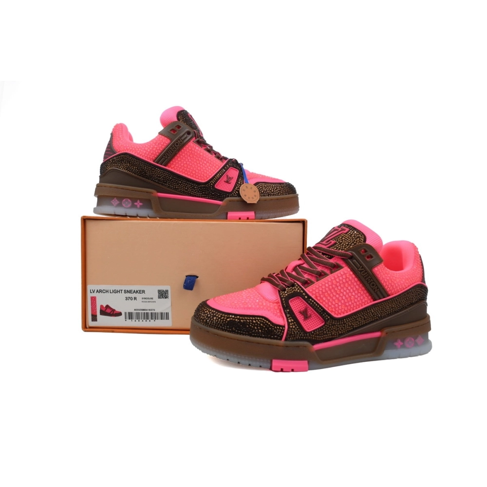 Louis Vuitton Trainer Pink Brown Rhinestone