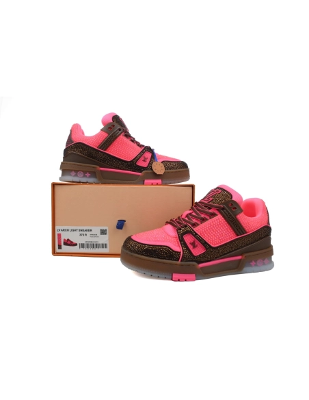 Louis Vuitton Trainer Pink Brown Rhinestone