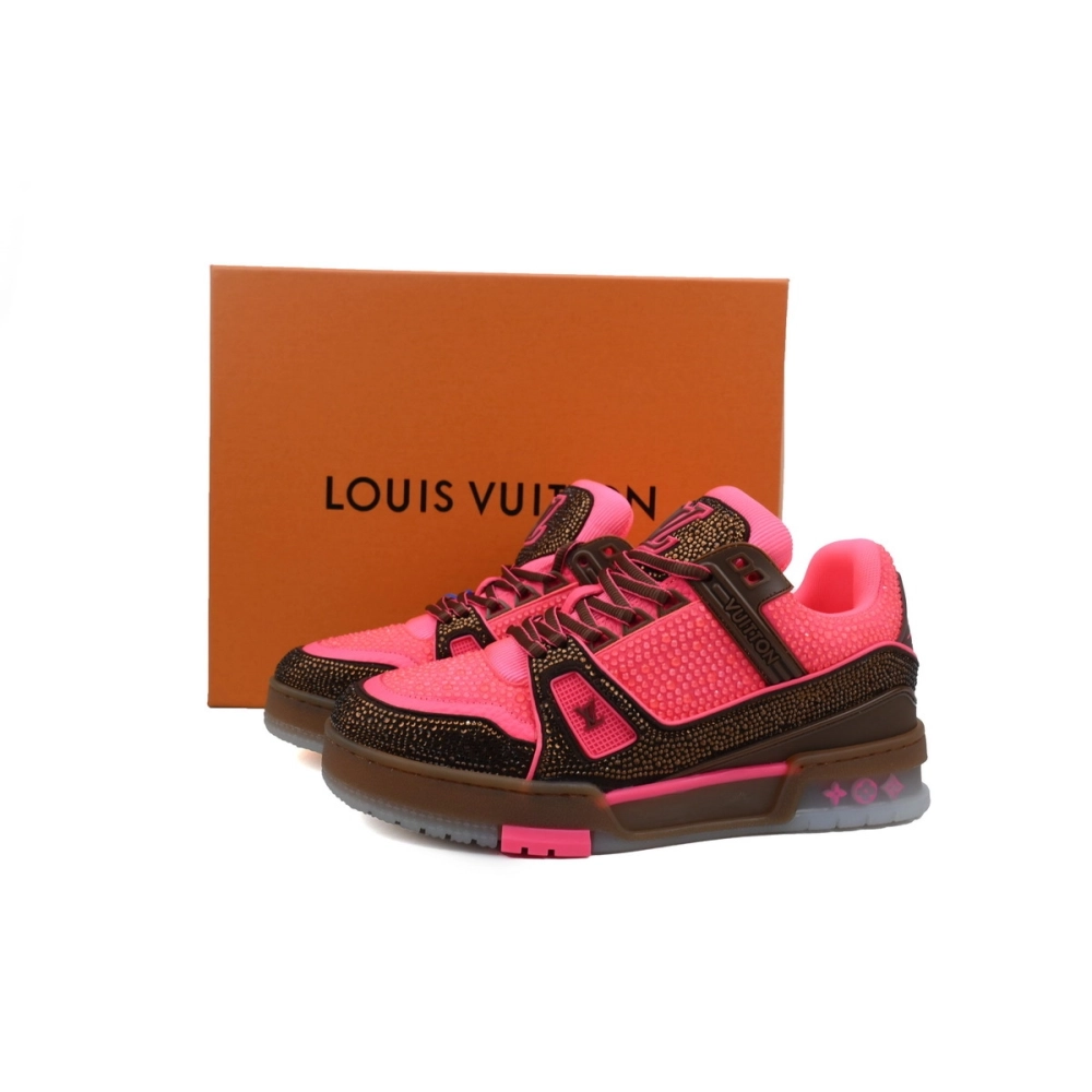 Louis Vuitton Trainer Pink Brown Rhinestone