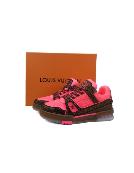 Louis Vuitton Trainer Pink Brown Rhinestone