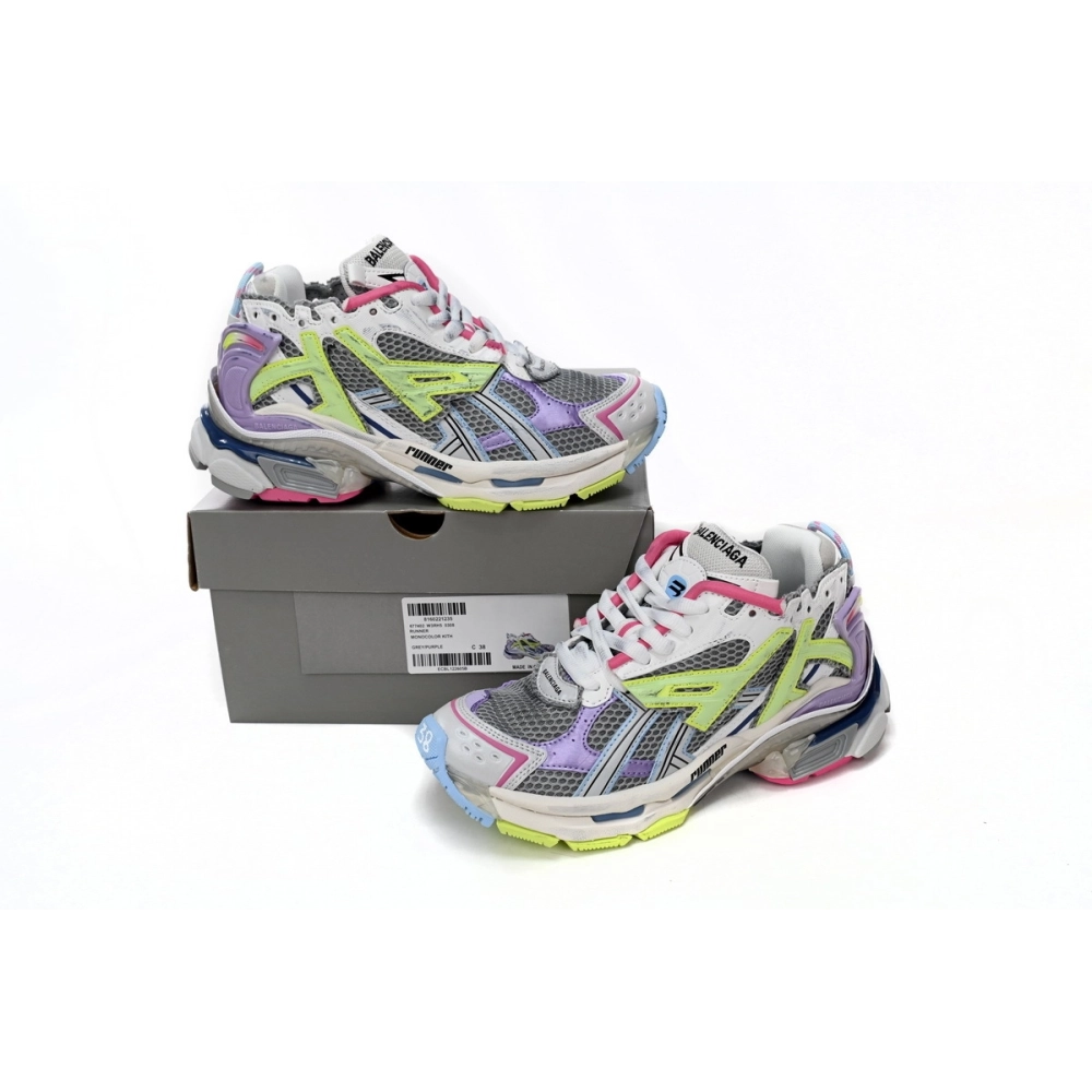 Balenciaga Runner Grey/Light Purple/Neon Yellow White 677403W3RBP1745