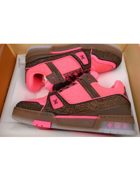 Louis Vuitton Trainer Pink Brown Rhinestone