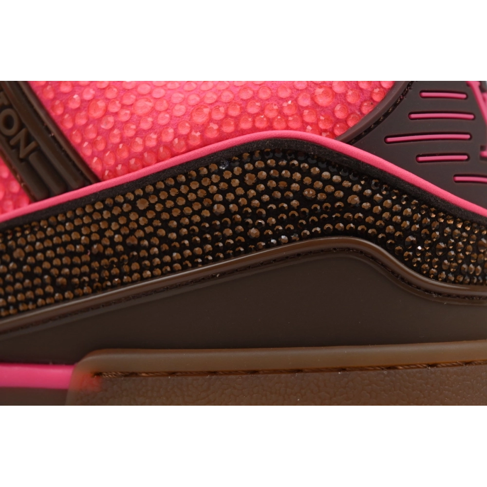 Louis Vuitton Trainer Pink Brown Rhinestone