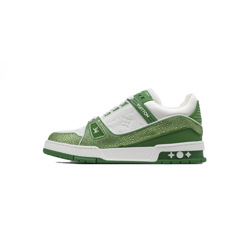 Louis Vuitton Trainer Green White Swarovski
