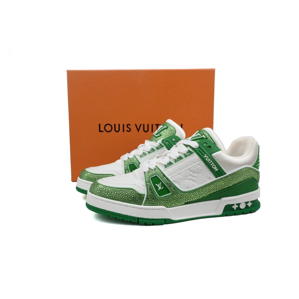 Louis Vuitton Trainer Green White Swarovski
