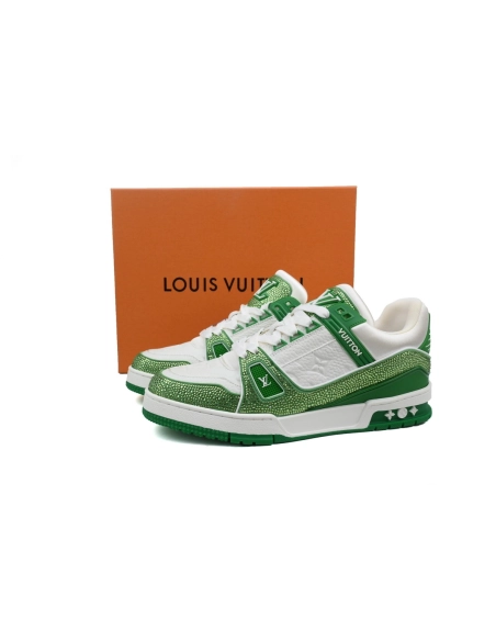 Louis Vuitton Trainer Green White Swarovski
