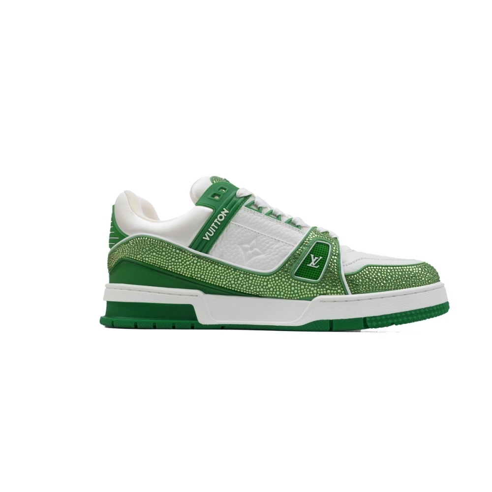 Louis Vuitton Trainer Green White Swarovski