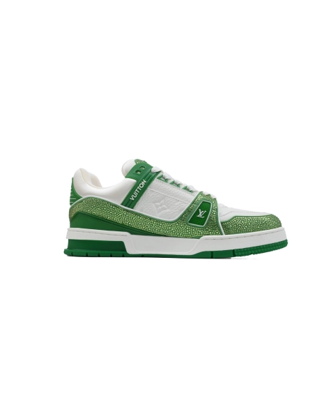 Louis Vuitton Trainer Green White Swarovski