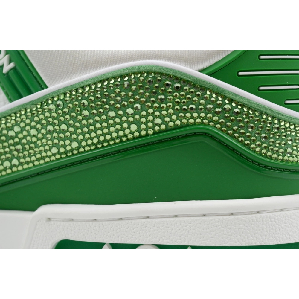 Louis Vuitton Trainer Green White Swarovski