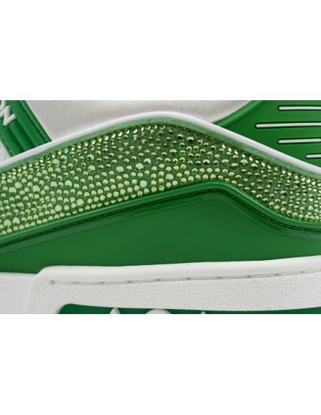 Louis Vuitton Trainer Green White Swarovski