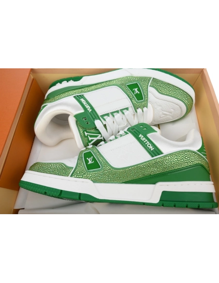 Louis Vuitton Trainer Green White Swarovski