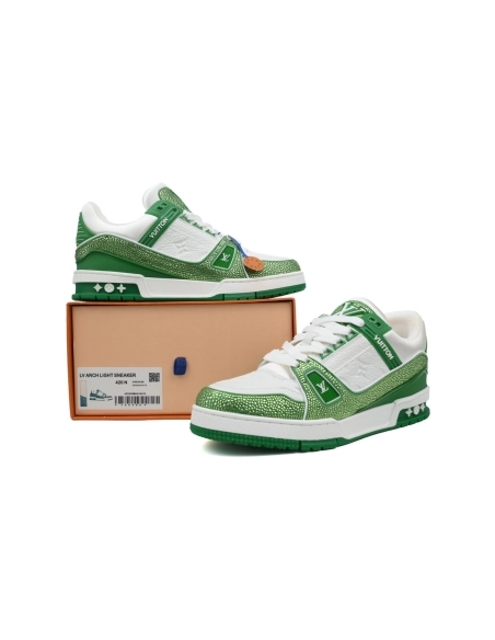 Louis Vuitton Trainer Green White Swarovski
