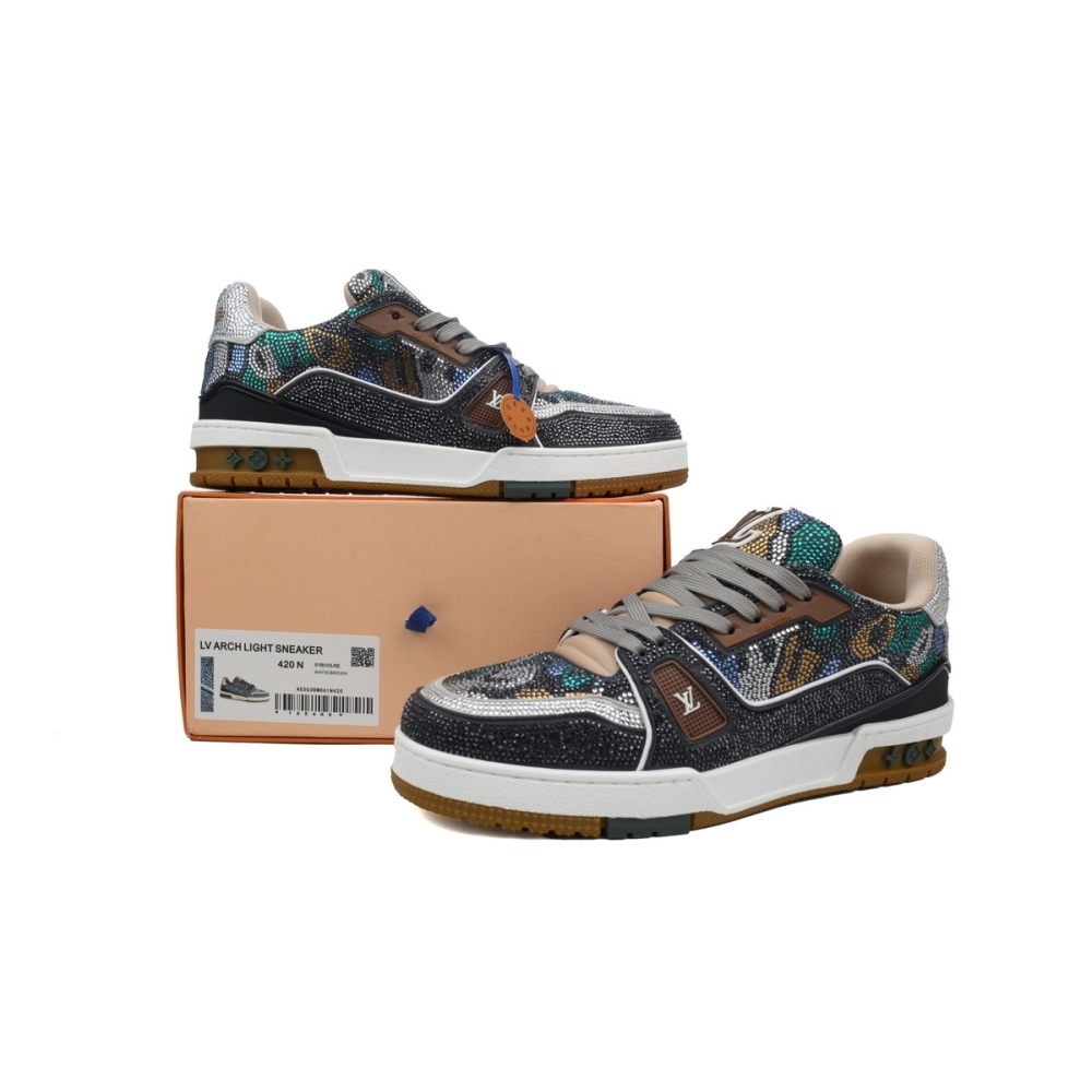 Louis Vuitton Trainer Khaki Camouflage Rhinestone