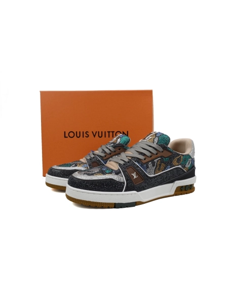 Louis Vuitton Trainer Khaki Camouflage Rhinestone