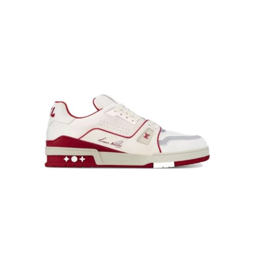 Louis Vuitton Trainer Leather White Red 1ABFBI