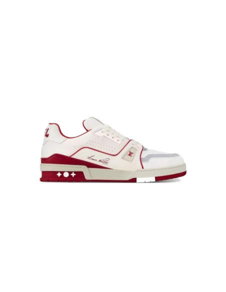 Louis Vuitton Trainer Leather White Red 1ABFBI