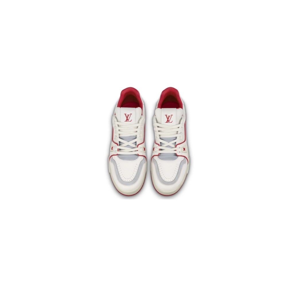 Louis Vuitton Trainer Leather White Red 1ABFBI