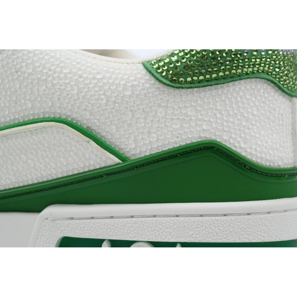 Louis Vuitton Trainer White Rhinestone Green Rhinestone Tail