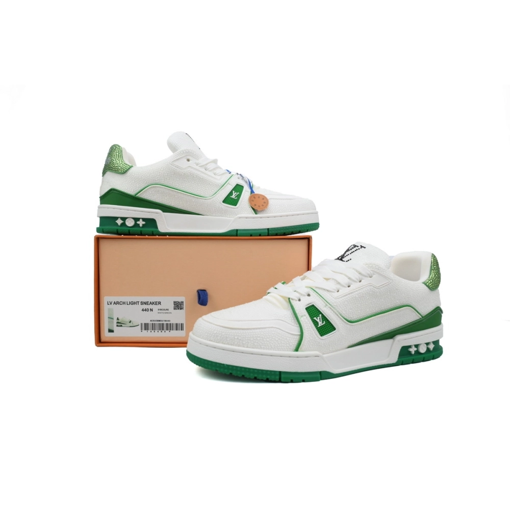Louis Vuitton Trainer White Rhinestone Green Rhinestone Tail