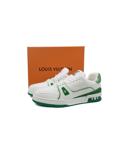 Louis Vuitton Trainer White Rhinestone Green Rhinestone Tail