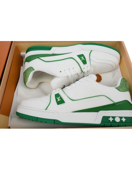 Louis Vuitton Trainer White Rhinestone Green Rhinestone Tail