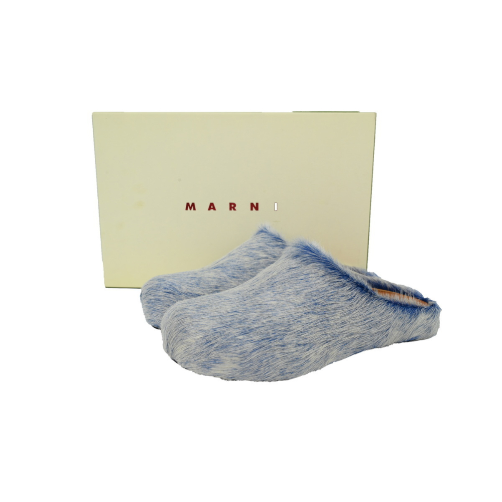 Marni Long-hair Calfskin Fussbett Tie Dye White Blue