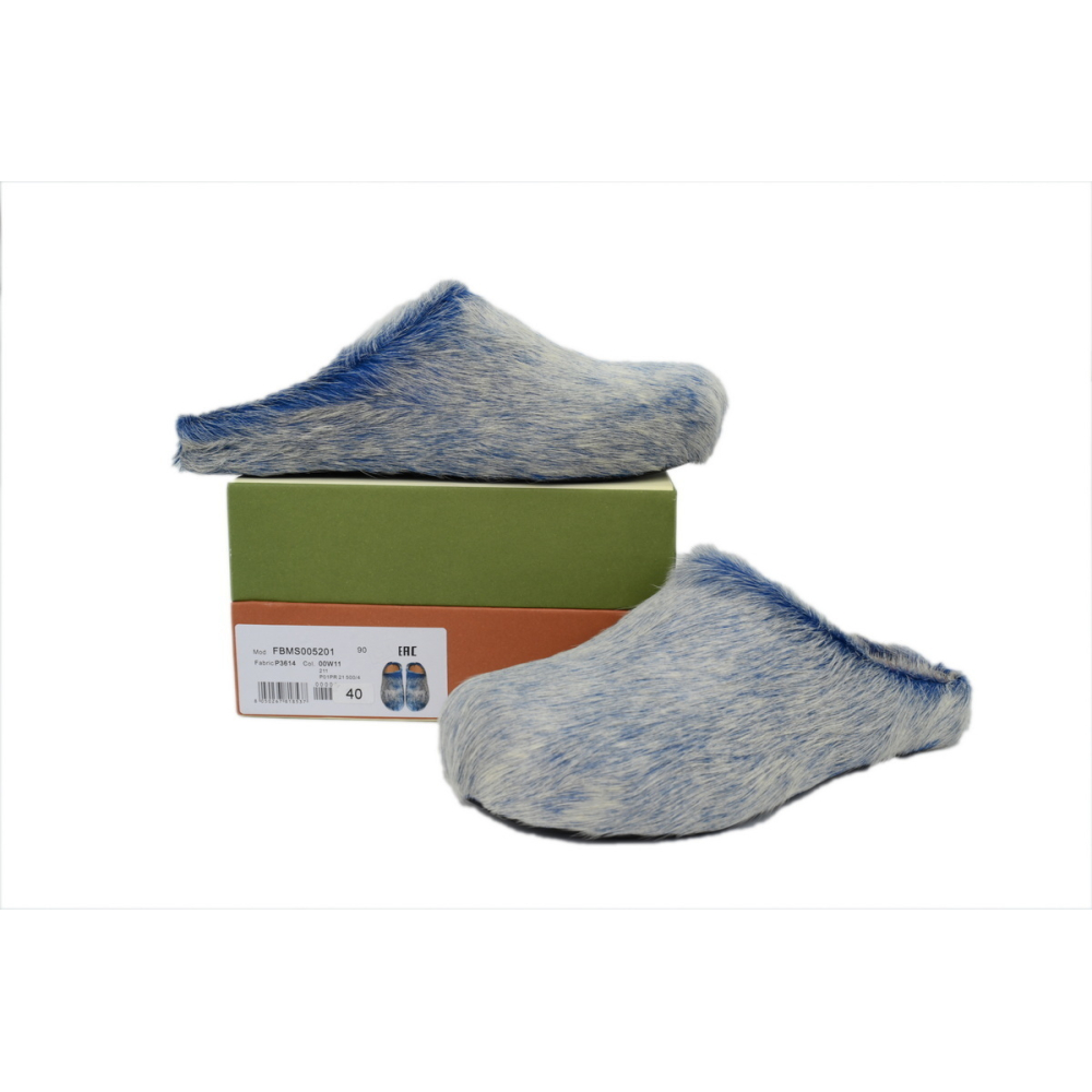 Marni Long-hair Calfskin Fussbett Tie Dye White Blue