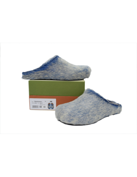 Marni Long-hair Calfskin Fussbett Tie Dye White Blue