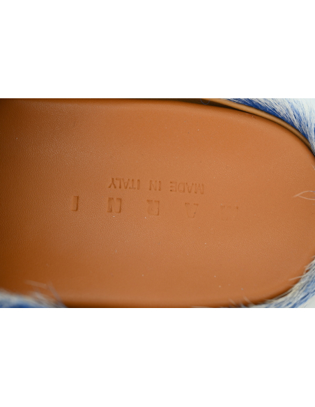 Marni Long-hair Calfskin Fussbett Tie Dye White Blue