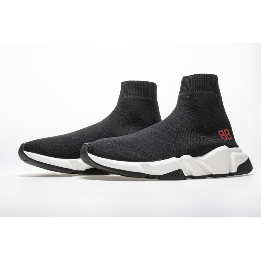 Balenciaga Speed Sock Slip-On Black (Red Logo) 530353 W05GB 1000