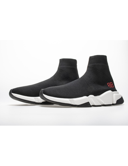 Balenciaga Speed Sock Slip-On Black (Red Logo) 530353 W05GB 1000