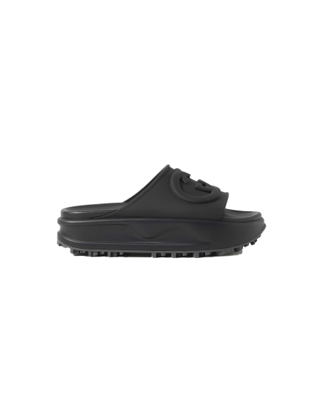 GUCCI Miami Rubber Platform Slides Black