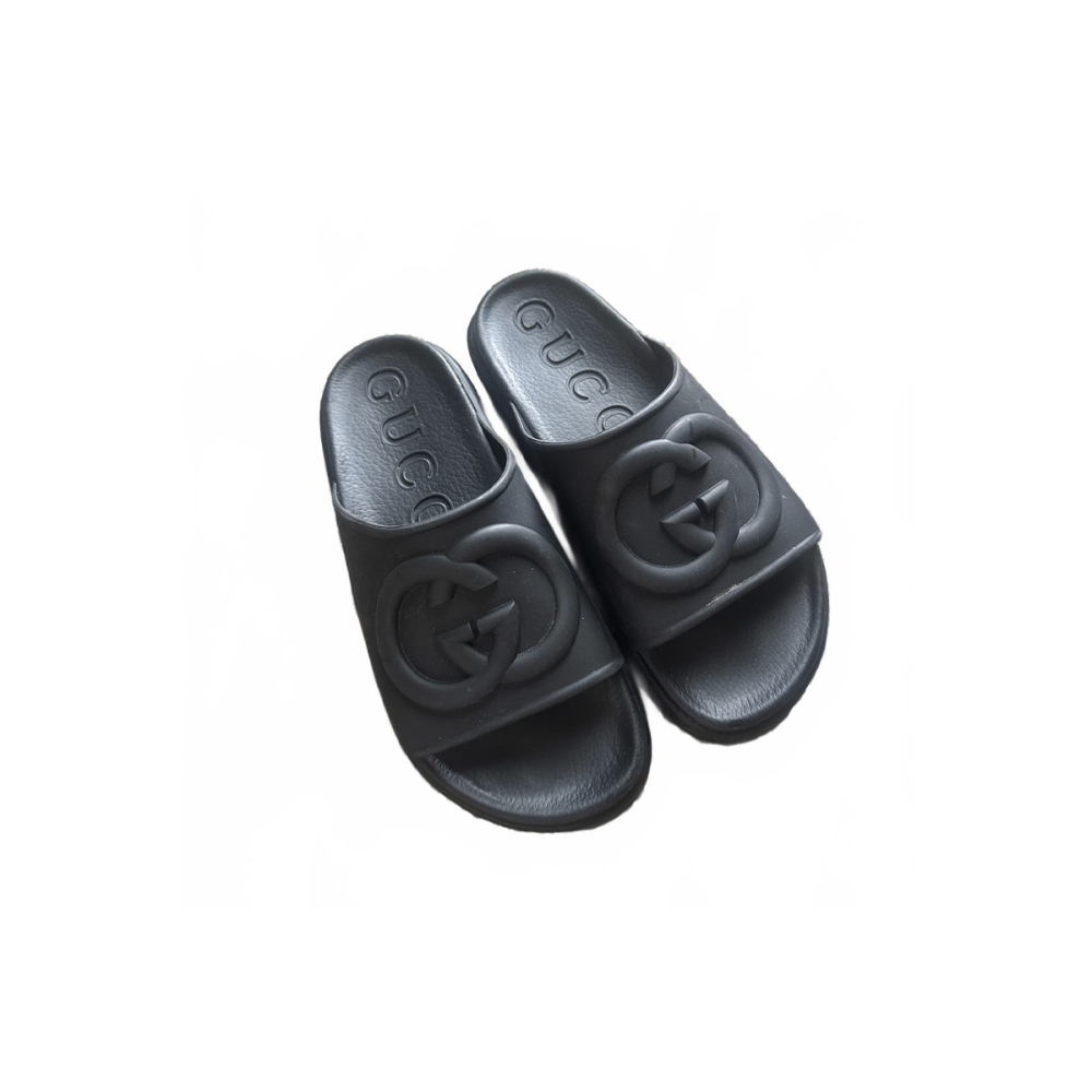 GUCCI Miami Rubber Platform Slides Black