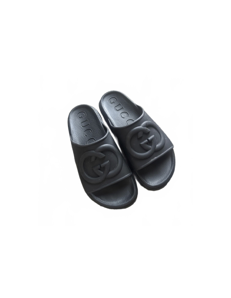 GUCCI Miami Rubber Platform Slides Black