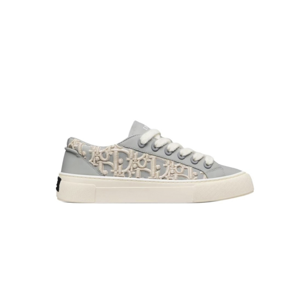 Dior B33 Sneaker Gray Smooth Calfskin / Cream Oblique Raised Embroidery 3SN303ZYQ H868