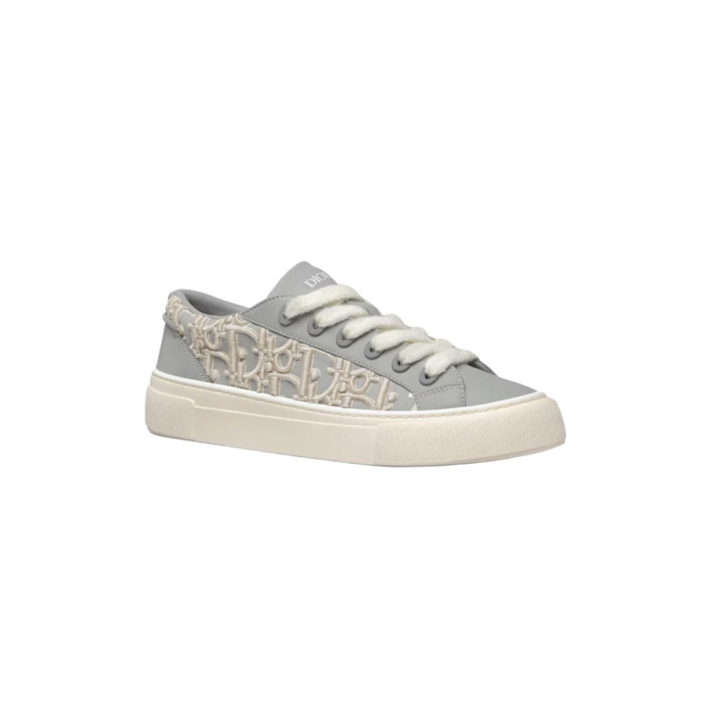 Dior B33 Sneaker Gray Smooth Calfskin / Cream Oblique Raised Embroidery 3SN303ZYQ H868