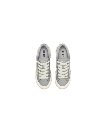 Dior B33 Sneaker Gray Smooth Calfskin / Cream Oblique Raised Embroidery 3SN303ZYQ H868