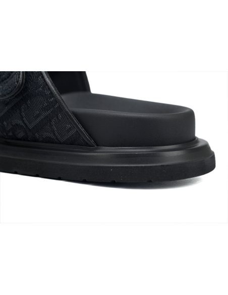 Dior Aqua Sandal All Black Dior Oblique Jacquard