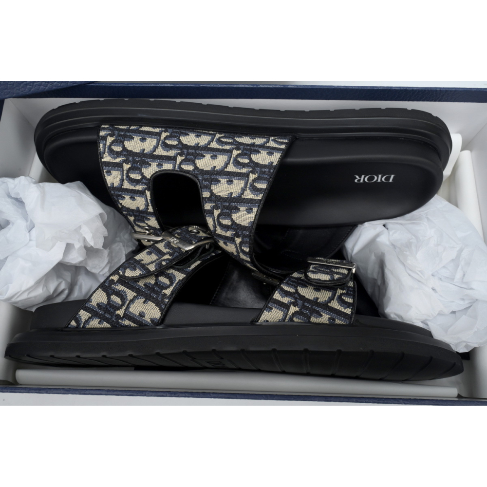 Dior Aqua Sandal Beige Black Dior Oblique Jacquard 3SA115ZSA_H561