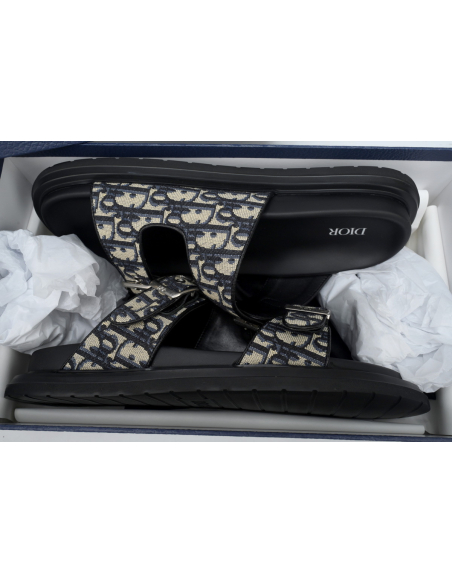 Dior Aqua Sandal Beige Black Dior Oblique Jacquard 3SA115ZSA_H561