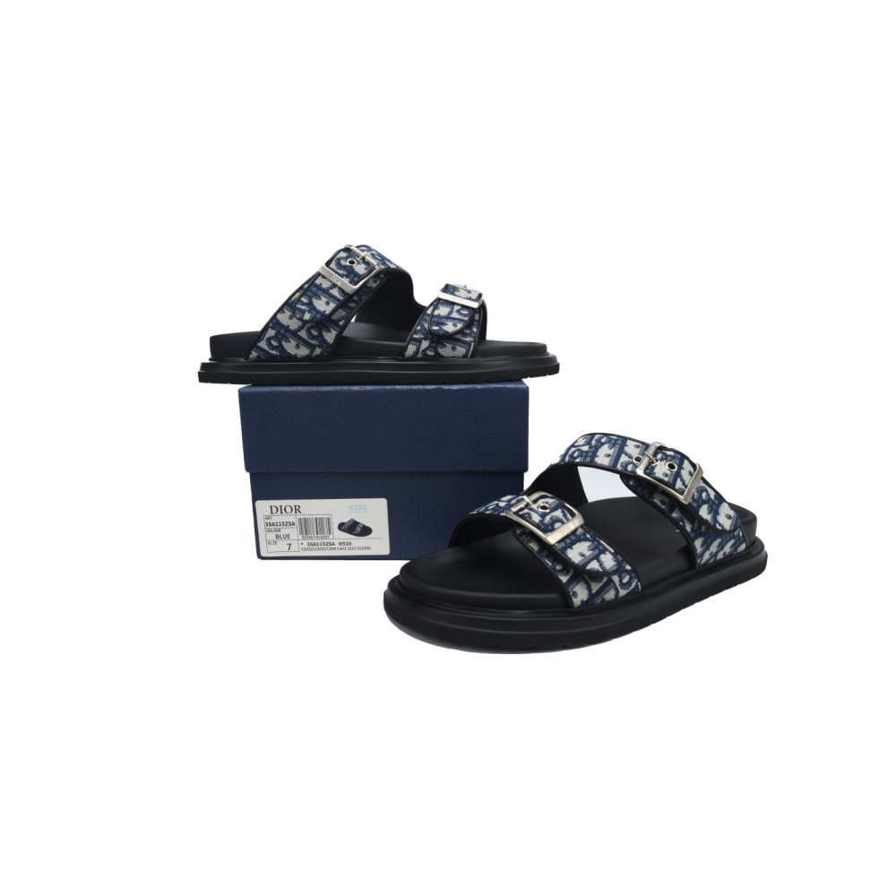 Dior Aqua Sandal Beige Blue Dior Oblique Jacquard